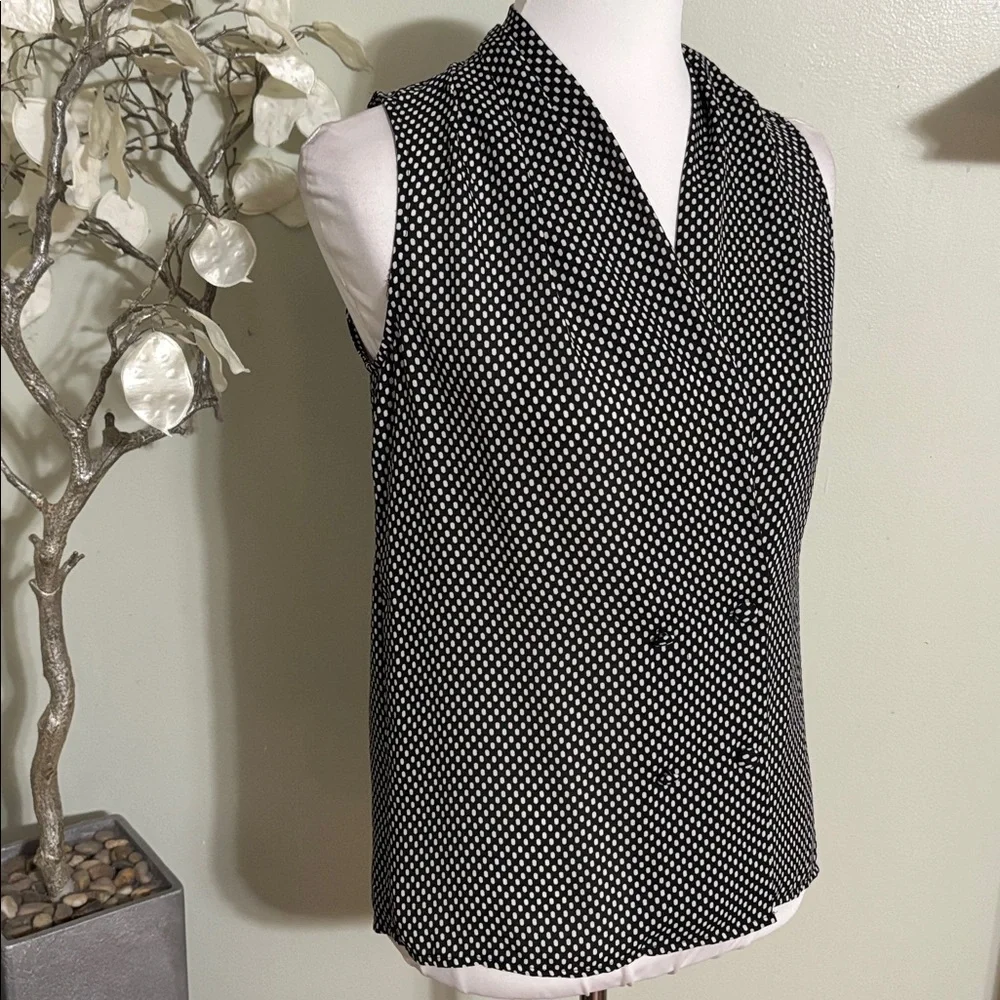 Who What Wear Black White Dotted Blouse